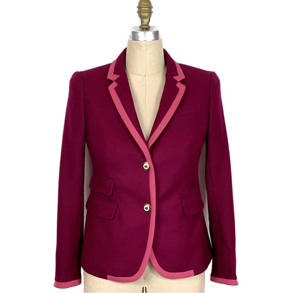 J.Crew Collection schoolboy wool tipped blazer jacket size 4 Tall - Picture 6 of 11